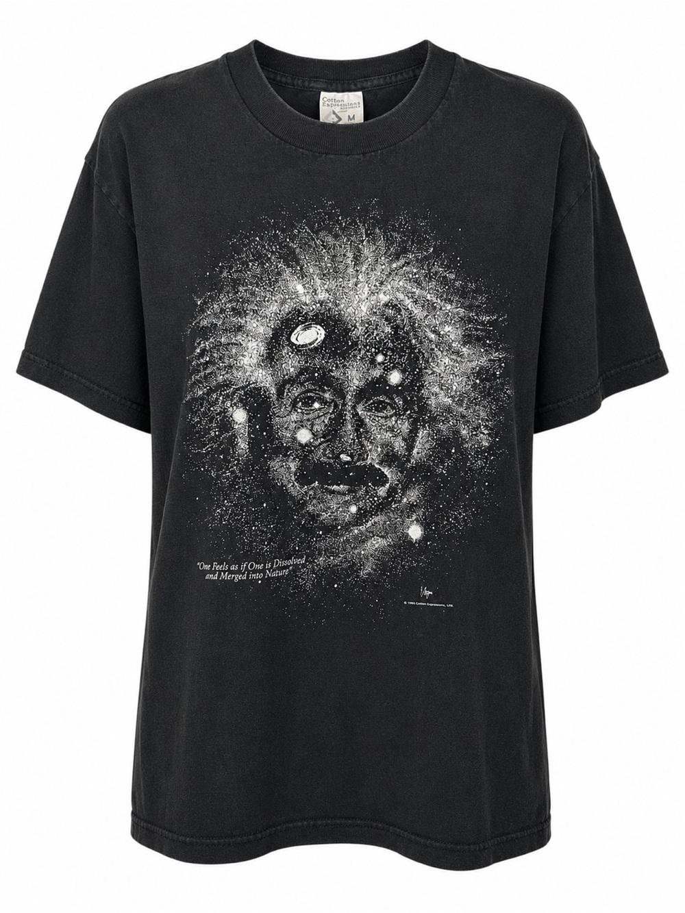 Vintage 1993 Albert Einstein Galaxy Graphic Tee Adler Planetarium M